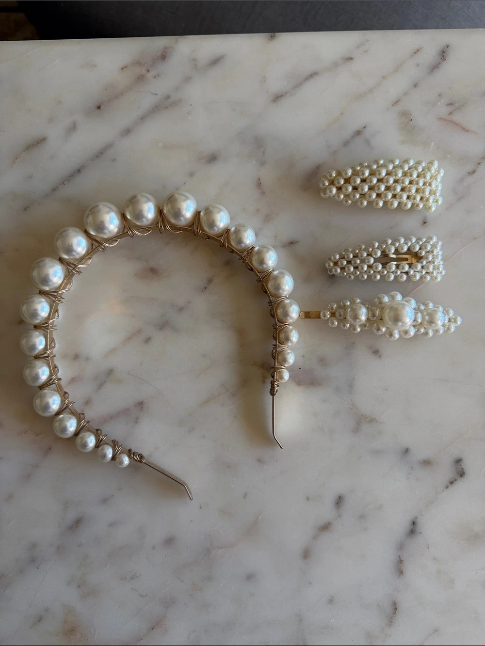 Pearl Headband & Hair Clips Set